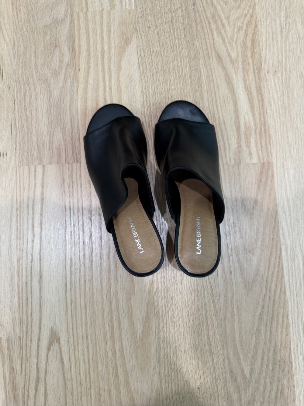 Lane Bryant Black Open-Toe Slide Mules